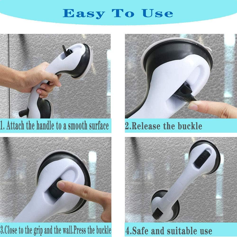 Suction Grab Bar,2 Pack Grab Bars for Bathroom,Suction Cup Handle Grab bar with Dual Locking,Anti-Slip Grip Safety Grab Bars for Elderly,Senior Assist Bath Handle: Home & Kitchen