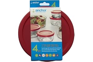 Anchor Hocking Replacement Lids 1x7cup,1x4cup,1x2cup,1x1cup, red Round lid