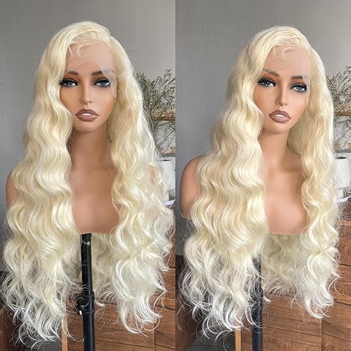 LOLYDEER 32 Inch 613 Synthetic Lace Front Wig Long Blonde Wig