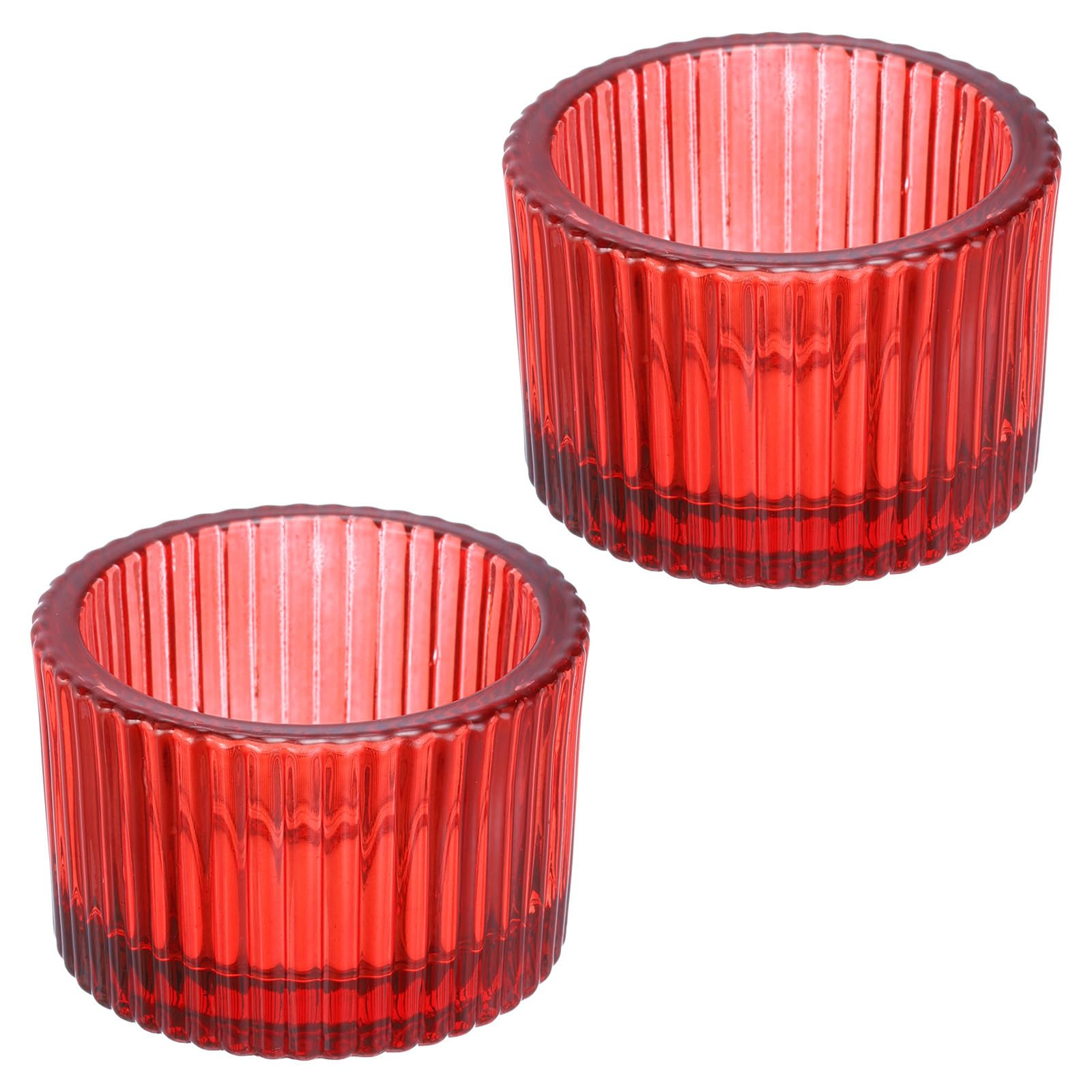 PATIKIL 2 Pcs Tealight Candle Holder, Tea Lights Candle Holder Glass Votive Candle Holders Glass Candle Holders for Table Centerpiece Decor Wedding Dinner Party, Red