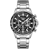 Cristiano Aillen Watches for Men Stainless Steel Waterproof Analog Quartz Chronograph with Luminous, Date, Fashion Luxury Casual Sport Business Work Dress Mens Wrist Watch