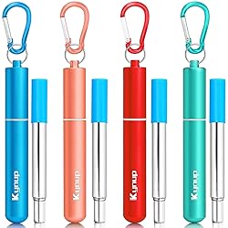 Kynup 4Packs Reusable Straws, Metal Straw with