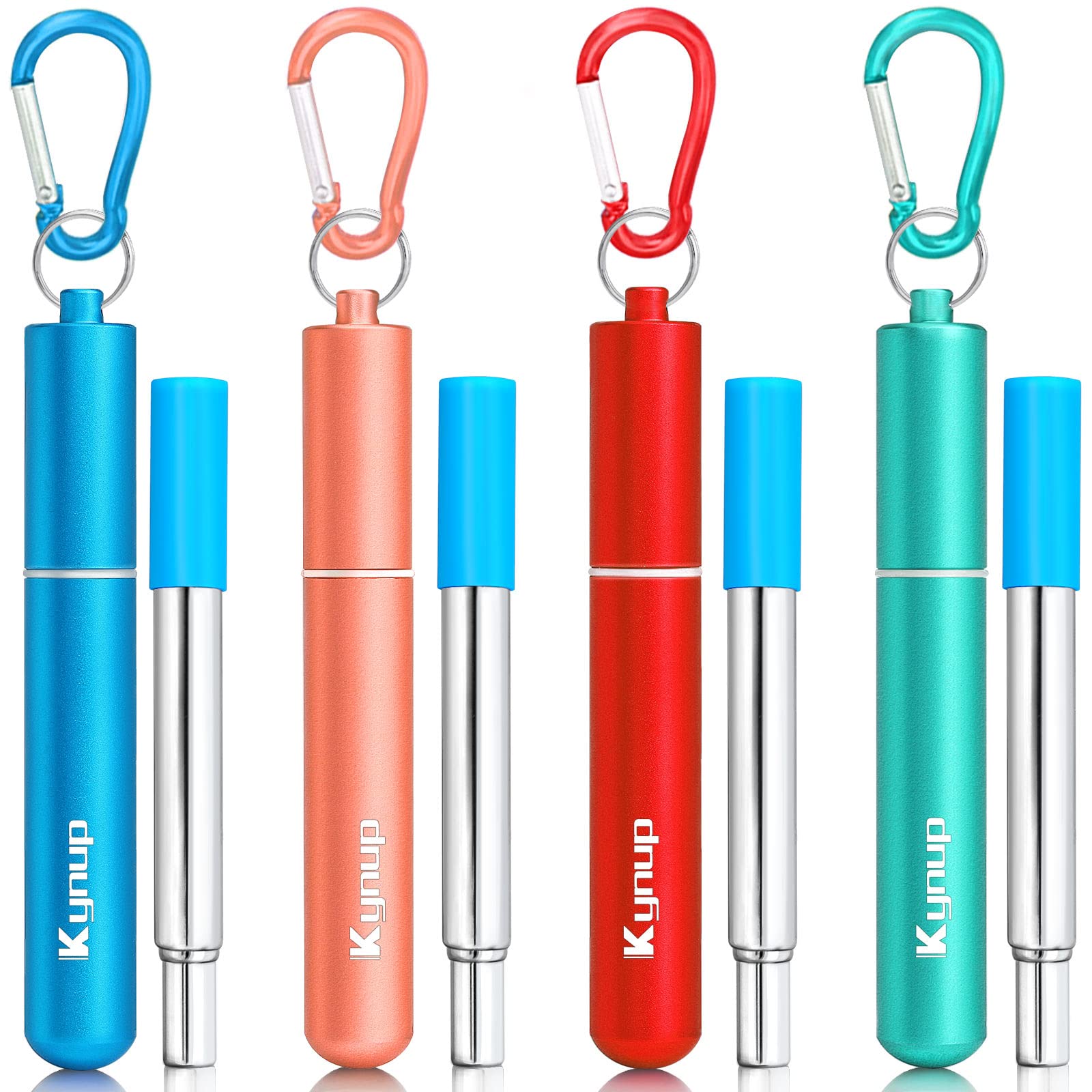 Kynup 4Packs Reusable Straws, Metal Straw with