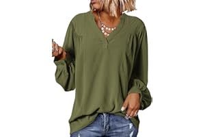 Dokotoo Tops for Women Trendy V Neck Smocked Blouses for Women Dressy Casual Womens Fall Tops