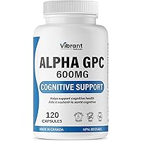 BONUS SIZE Alpha GPC 99% - 120 Capsules, Choline Brain Supplement for Acetylcholine, Supports Cognitive Health, Brain Functio