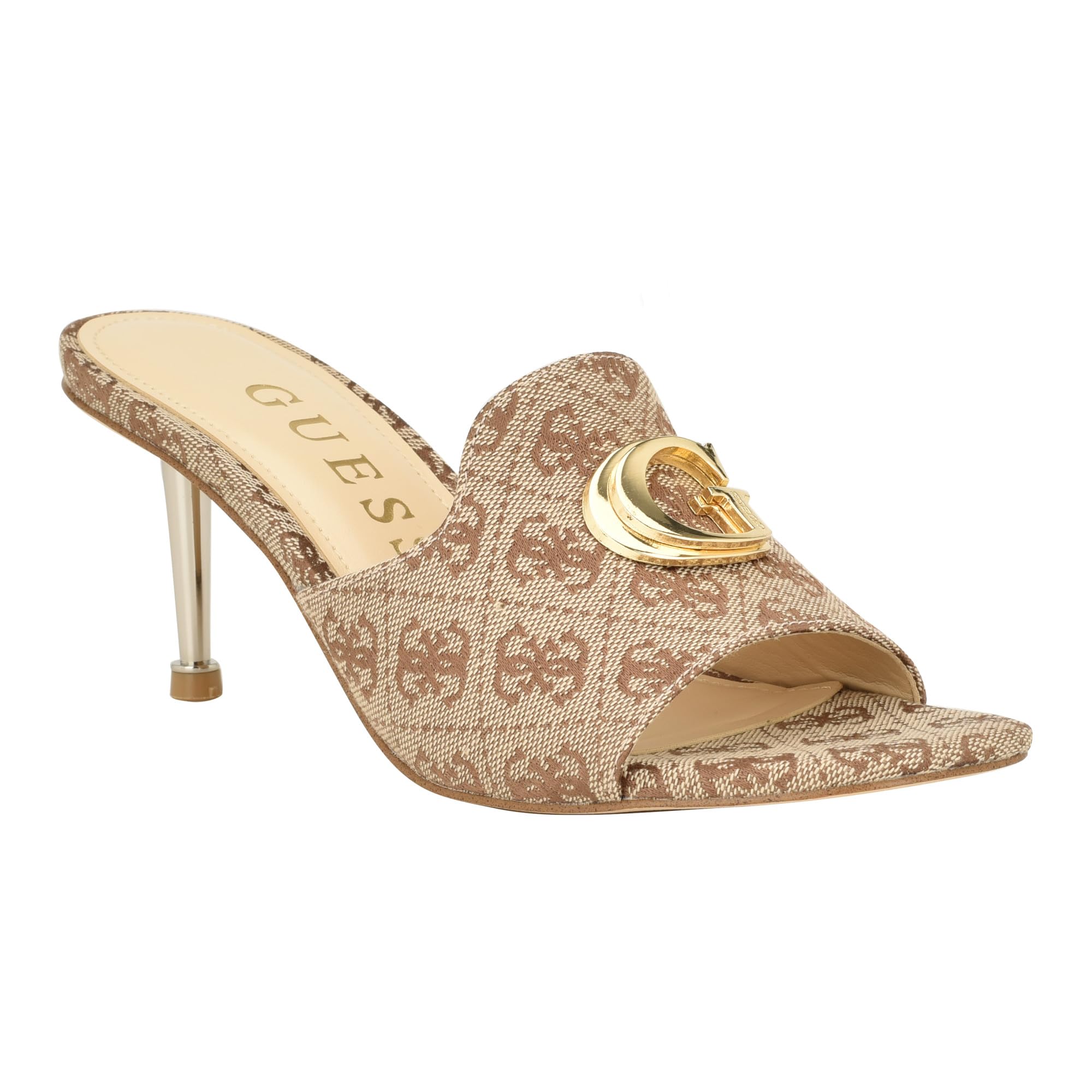 GUESS Women’s SNAPPS Heeled Sandal, Beige/Brown 210, 7