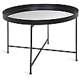 Kate and Laurel Celia Round Metal Foldable Coffee Table with Mirrored Tray Top, Black