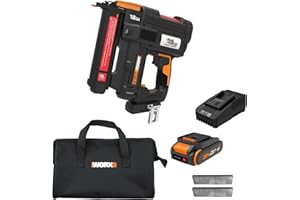 WORX Nitro 20V Cordless 18-Gauge Narrow Crown Stapler, Cordless Staple Gun Fires Up to 80 Staples/Min, Battery Powered Staple