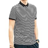 Men's Polo Shirts for Men Short Sleeve Striped Pique Cotton Polo Shirt Business Casual Layering Top