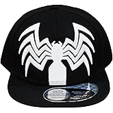 Marvel Venom Baseball Cap, Spider Symbiote Logo Cotton Adjustable Adult Snapback Hat with Flat Brim, Black, One Size
