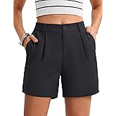 MAGCOMSEN Shorts for Women Dressy Casual Summer Pleated Tailored Back Elastic Waist Trouser Shorts with Pockets