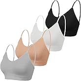 KCDDUMK 4 Pieces Cami Bras - Women's V-Neck Padded Seamless Straps Bralette Everyday Basic Sleeping Bra