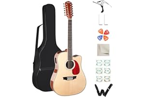 Asmuse 12 String Guitar,42” Acoustic Electric Guitar,Full Size 12 String Acoustic Guitar Bundle with 4-Band EQ, Gig Bag, Picks, Shoulder Strap