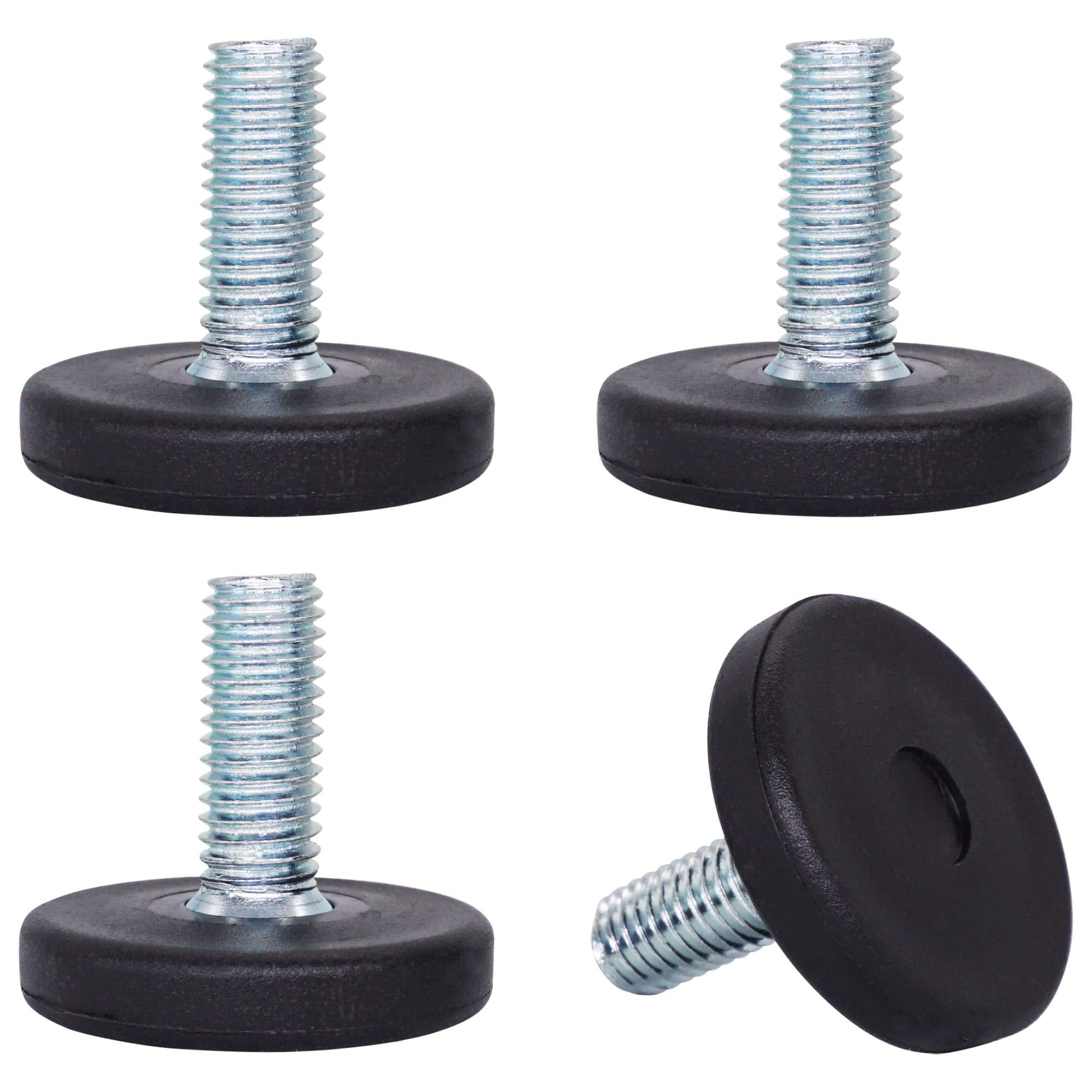 SKIR'CO 4 pcs, Furniture Leveling Feet M8 x 20 mm, Adjustable Metal Round Legs, Threaded M8 Stem, Leveler Glide Foot