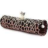 LUCKITTY Cat Kitten Tunnel Tube Toy with Plush Ball-Portable Tattaff Material Waterproof Durable Washable-Interesting Geometr