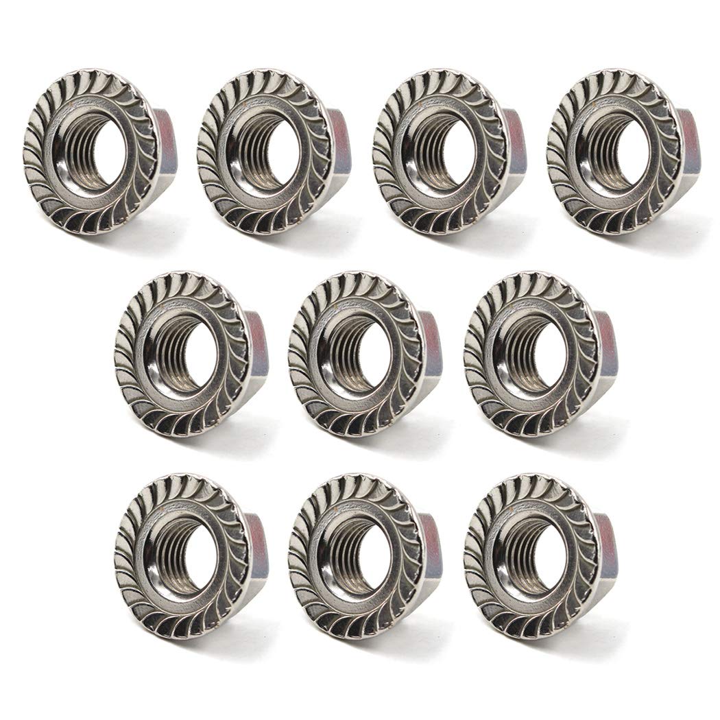 M14 Flange Nut Hex Lock Nuts,304 Stainless Steel (Pack of 10)