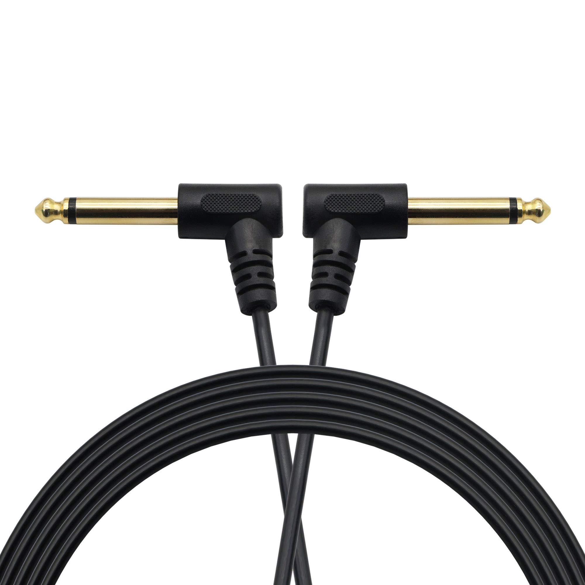 1/4 Guitar Cable,6.35mm TS Male to 6.35mm TS Male 90 Degree Mono Audio Extension Cable 5FT,Suitable For Electric Guitars,Amplifiers, Mixers,Microphones.