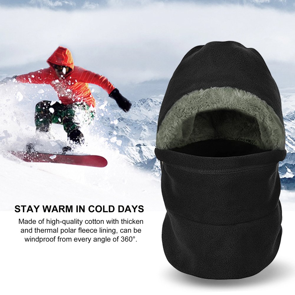 VBIGER Winter Warm Balaclavas Hat Neck Warmer Scarf Warmer Face Cover Balaclavas Skiing Cap for Men and Women (A-Black)