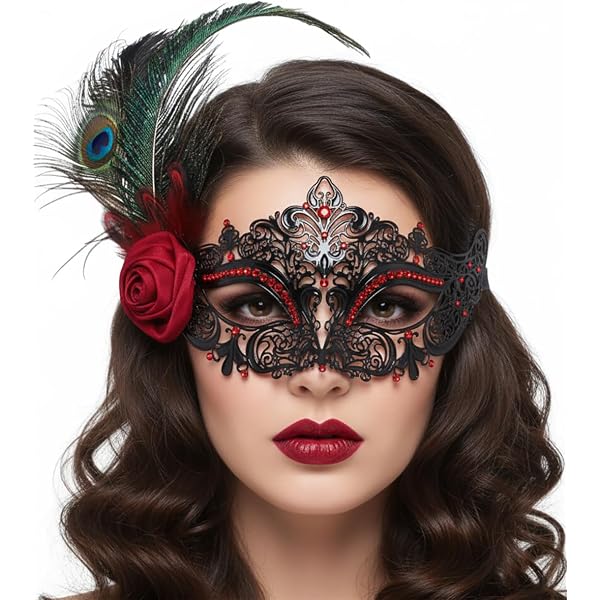 Máscara De Calavera Día De Muertos Carnavalife - Con Rosas Y Velo, Perfecta Para Halloween Y Fiestas