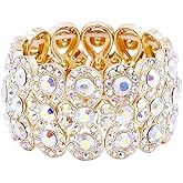 Lavencious Infinity Shape Rhinestone Stretch Bracelet Evening Party Jewelry 7”