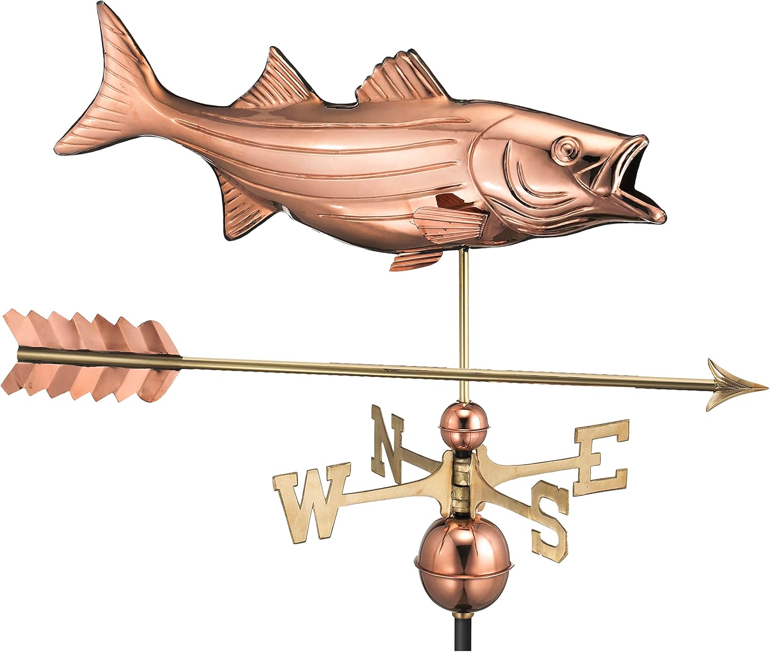 Weathervanes - Bass with Arrow Weathervane - Pure Copper
