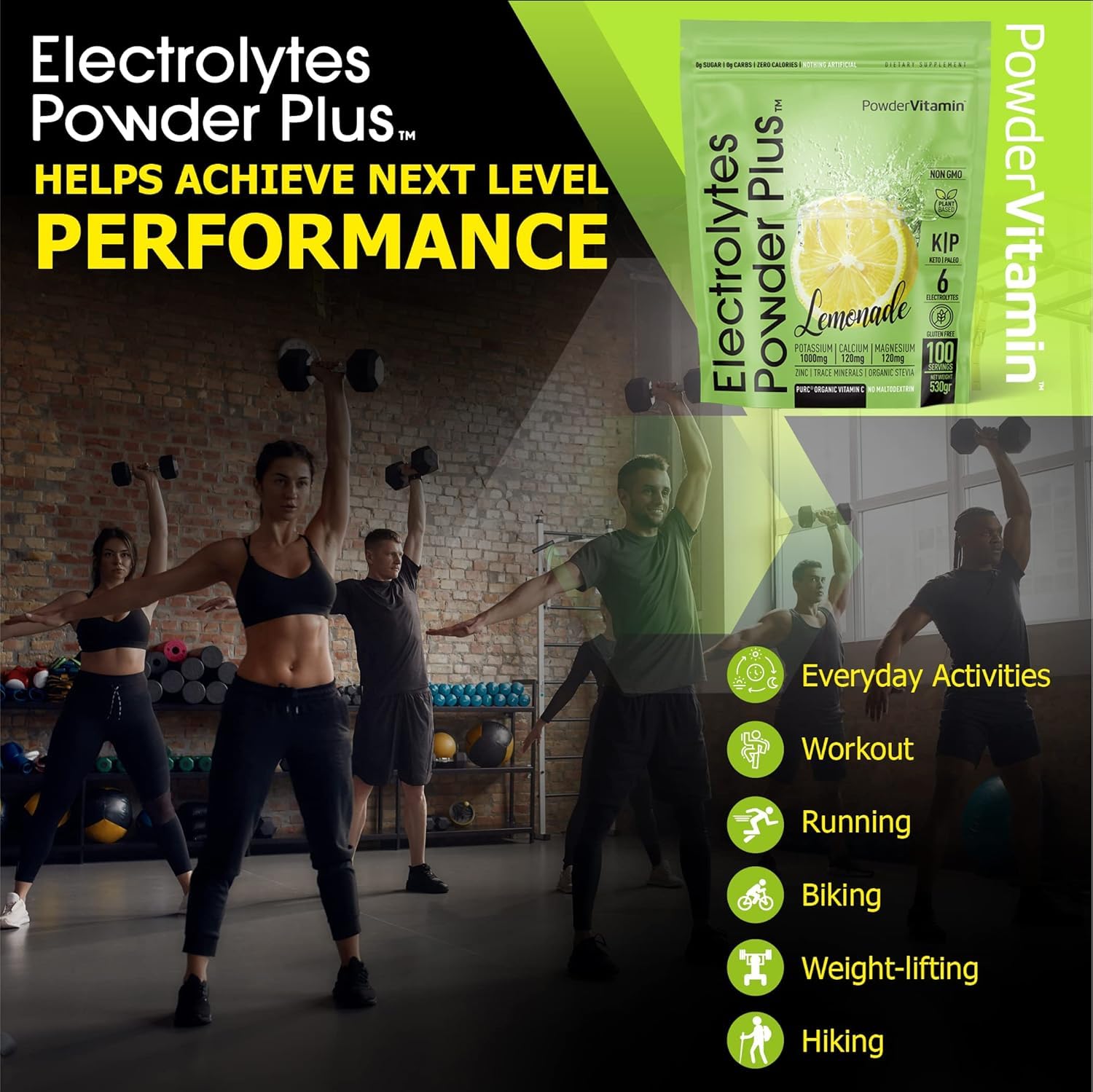 Electrolytes Powder Plus Keto, Lemonade (100 Servings) 0 Sugar, No Maltodextrin,1000mg Potassium,120mg Calcium,120mg Magnesium,Organic Vitamin C,Zero Calories, Energy Hydration Powder