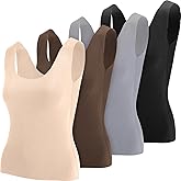Toulite 4 Pcs Thermal Tank Tops Women Underwear Tops Sleeveless Undershirt for Women Cotton Camisole Warm Base Layer