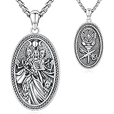 LOOVE Pentagram/Sun Moon/Celtic Witches Knot/Santa Muerte/Triple Moon Goddess/Hecate Necklace Sterling Silver Magic Wiccan Pagan Amulet Jewelry for Women Men