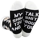 CENWA 1 Pair Shih Tzu Dog Socks My Shih Tzu And I Talk Shit About You Socks Gift for Dog Lover (US, Alpha, Medium, Regular, Regular, Shih Tzu Dog)