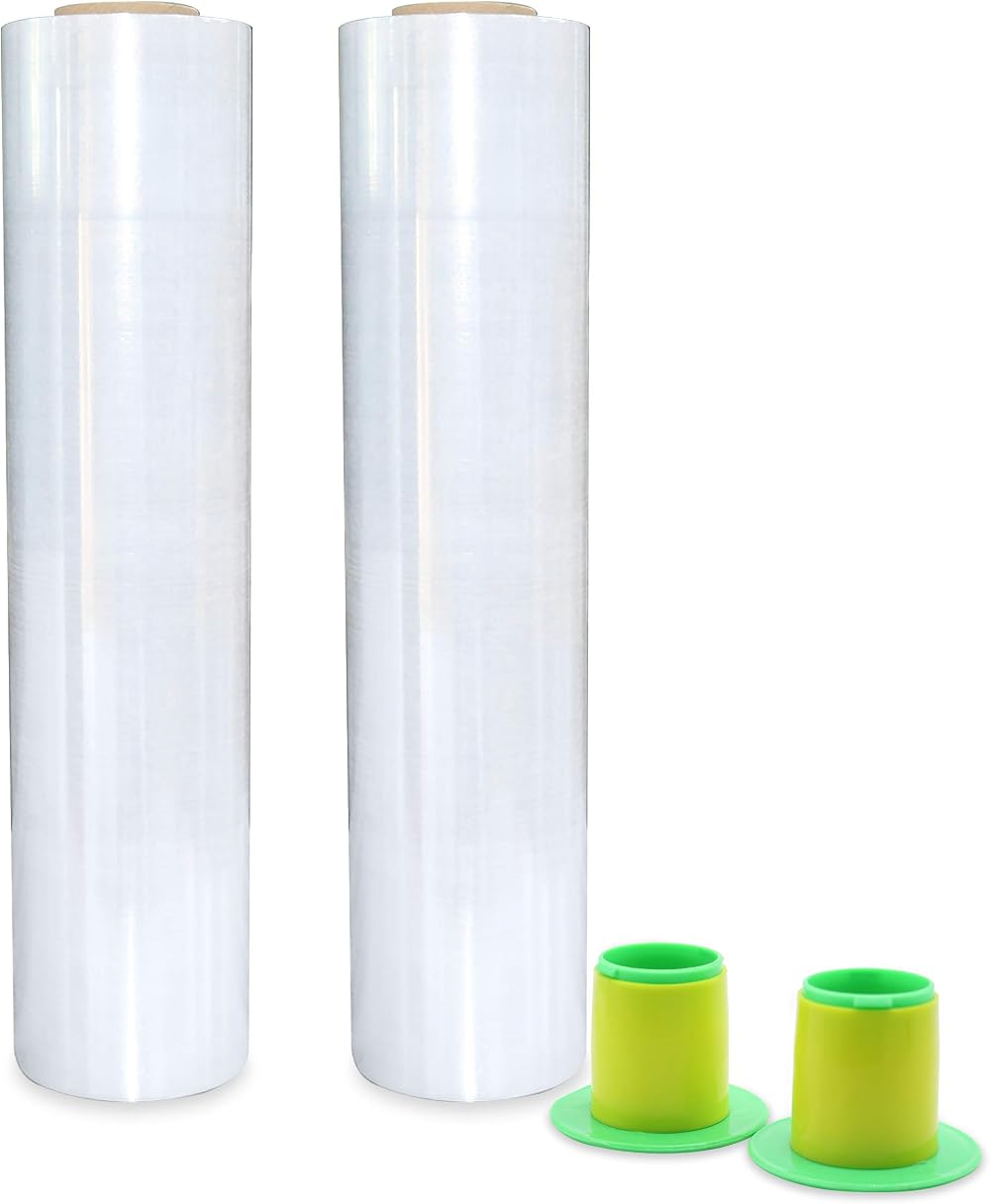 BOMEI PACK 2 Pack Industrial Clear Pallet Stretch Wrap 20mic 400mm x 260m