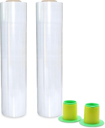 BOMEI PACK 2 Pack Industrial Clear Pallet Stretch Wrap 20mic 400mm x 260m