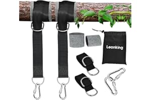 LEANKING Tree Swing Hanging Straps Kit Anti-Broke Pad Holds 2000 lbs Heavy Duty 5FT Extra Long, 2 PCS Tree Swing Straps Waterproof Straps/ 2 Safer Lock Carabiners/ 1 Bag for Hammock, Camping, Easy Installation
