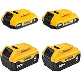 DEWALT 20V MAX Lithium Ion Battery, 2 Ah and 4 Ah, 4-Pack, Fuel Gauge LED Charge Indicators (DCB324-4)