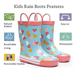 LANCDON Toddler Rain Boots for Boys and Girls