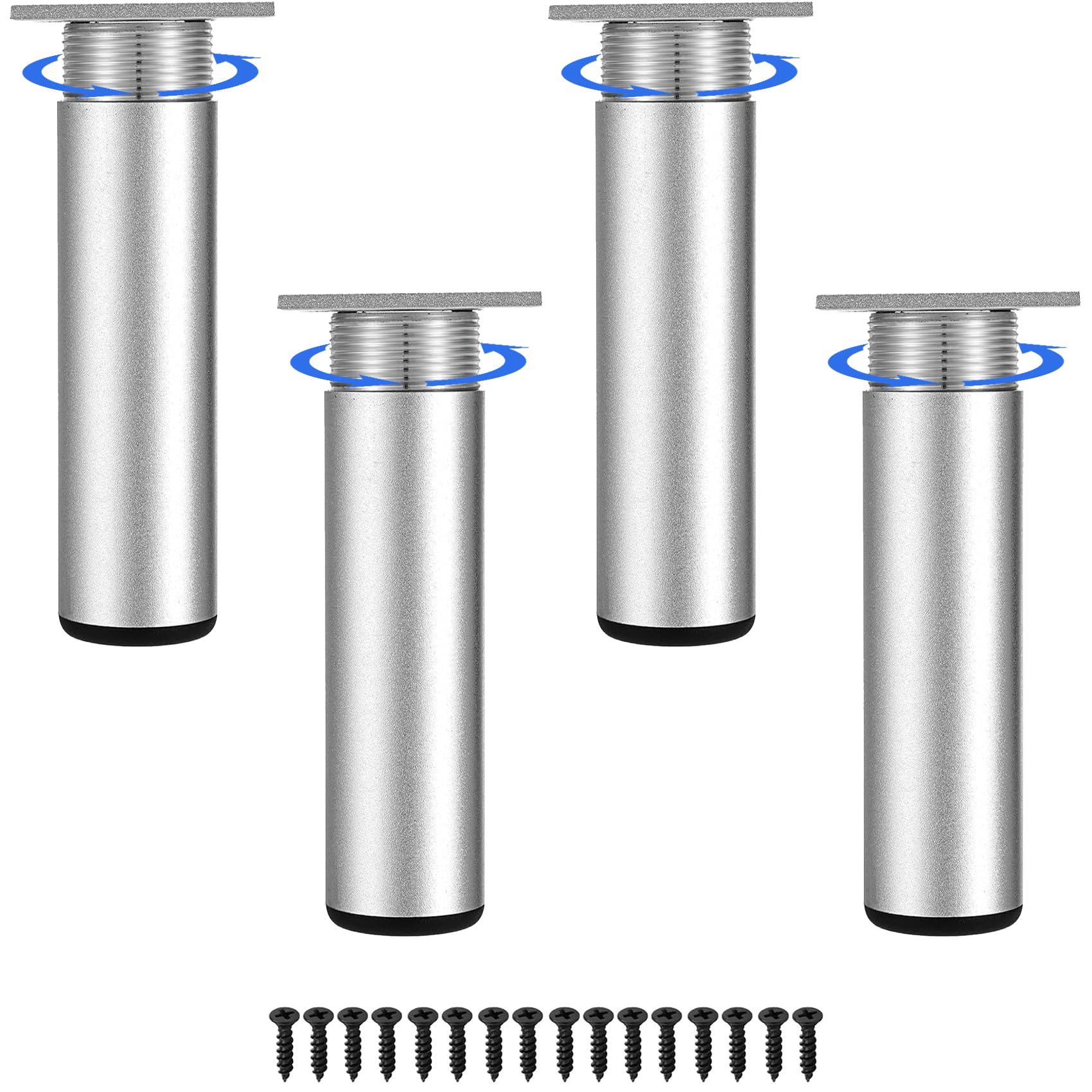 FETZCM Pack of 4 Replacement Furniture Feet, Black Metal, 6 Inches / 15 cm, TV Lowboard Furniture Feet, DIY Furniture Feet, Table Legs, Cabinet Feet, Bed for Chairs, Cabinet and Sofa, Furniture Legs