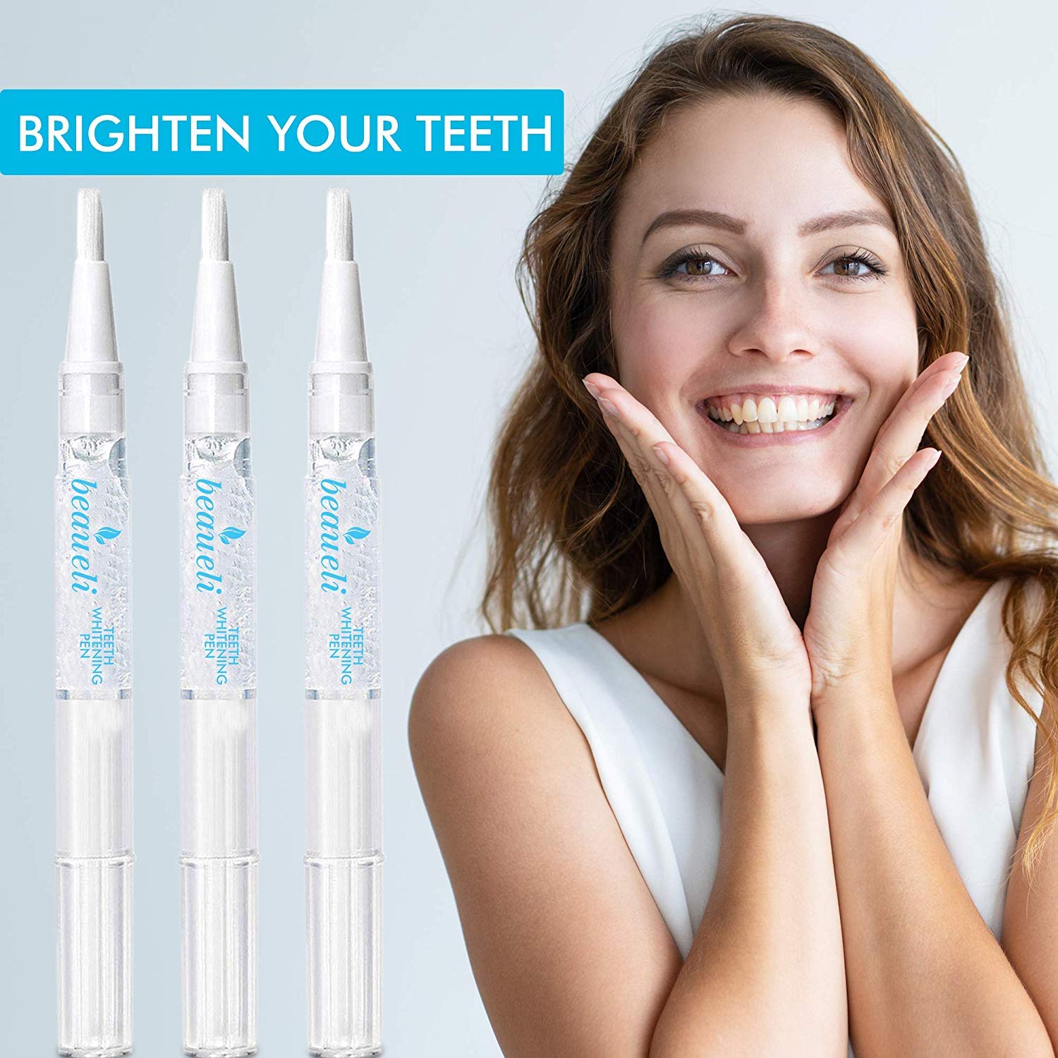 Beaueli Teeth Whitening Pen, 3 Pack, 35% Carbamide Peroxide, Natural Mint Flavor, Glycerin Drops, Safe, Easy to Use, Effective, Painless, Travel Friendly, No Sensitivity, Beautiful White Smile : Toothpastes : Beauty