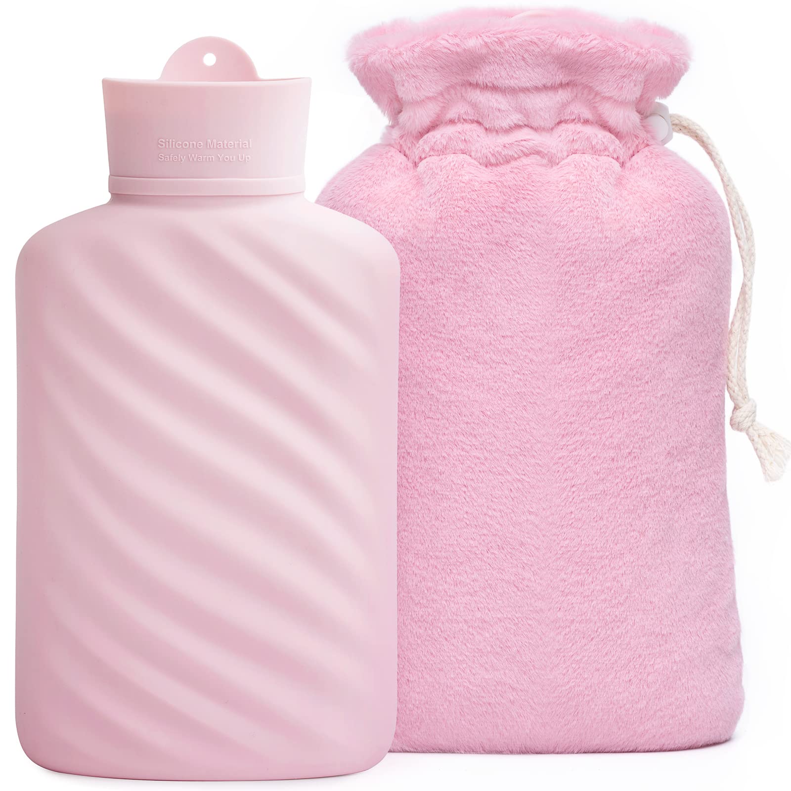 Microwaveable Silicone Hot Water Bottle with Cover(1 Liter), MEETRUE Innovative BPA-Free Silicone Hot Water Bag Hot Water Bottles for Pain Relief, Hot & Cold Therapies-Gift for Women Children Elderly