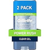 Gillette Antiperspirant and Deodorant for Men, 72hr Sweat & Odor Protection, Long Lasting Freshness, Anti-White Mark Technology, Clear Gel, Power Rush Scent, 3.8 oz (Pack of 2)