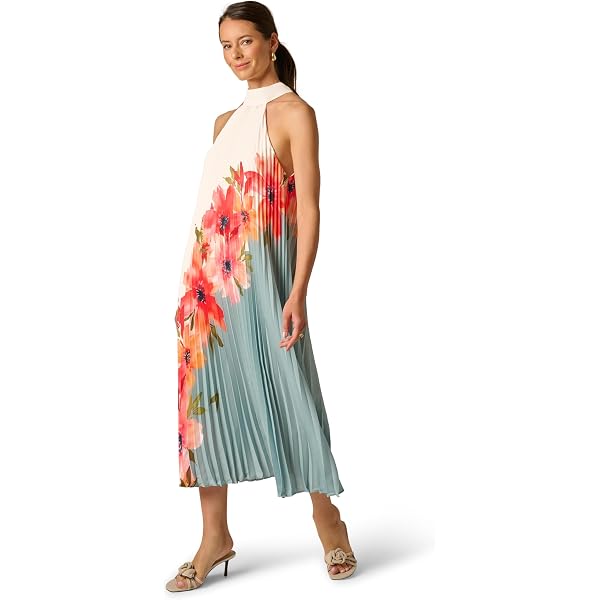 sachin and babi light blue dress Calvin klein floral print high low chiffon maxi dress + FREE SHIPPING main image 0