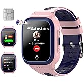Getfitsoo Wonlex 4G Kids Smartwatch with SIM Card, 1.4" GPS Smart Watch for Kids, Boys Girls Phone Watch with Temperature HR BP Monitor, Video Calls, SOS, Camera, Pedometer, Alarm, Music Player(Pink)
