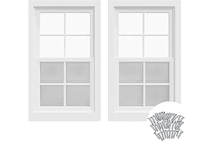 Noliven 2 PCS 12''x18'' White Flush-Mount Shed Windows, Household Sliding Windows, Tempered Glass with Screen for Chicken Coo