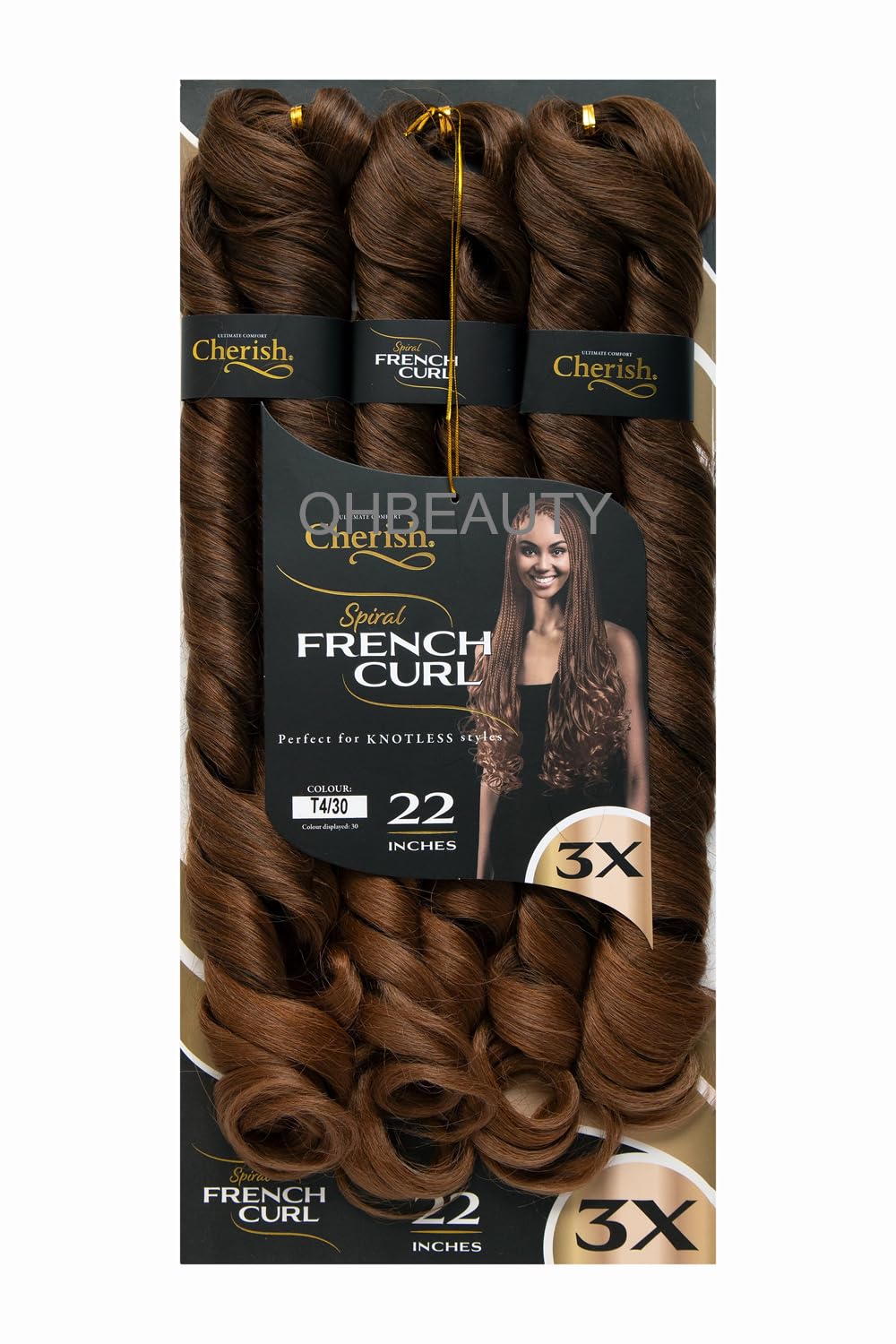 CHERISH SYNTHETIC CURLY BOUNCY HAIR EXTENSION BRAID - 3 x SPIRAL FRENCH CURL 22 (COLOR T430)