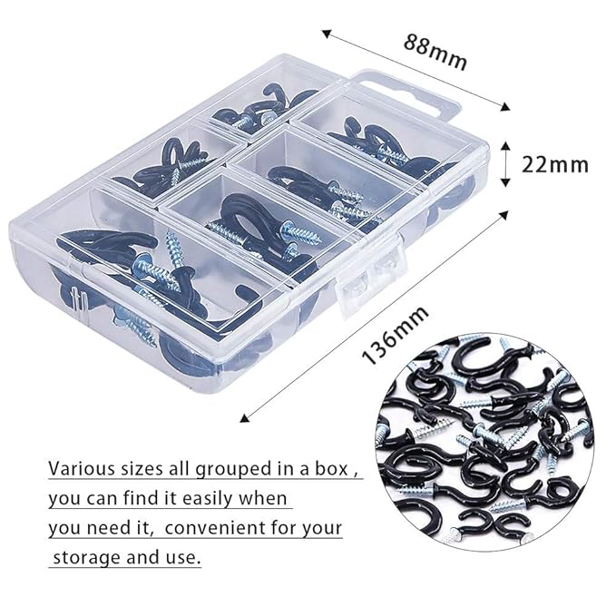 Gancho de Copa Metal Recubierto de Vinilo Negro para Techo de Pared de