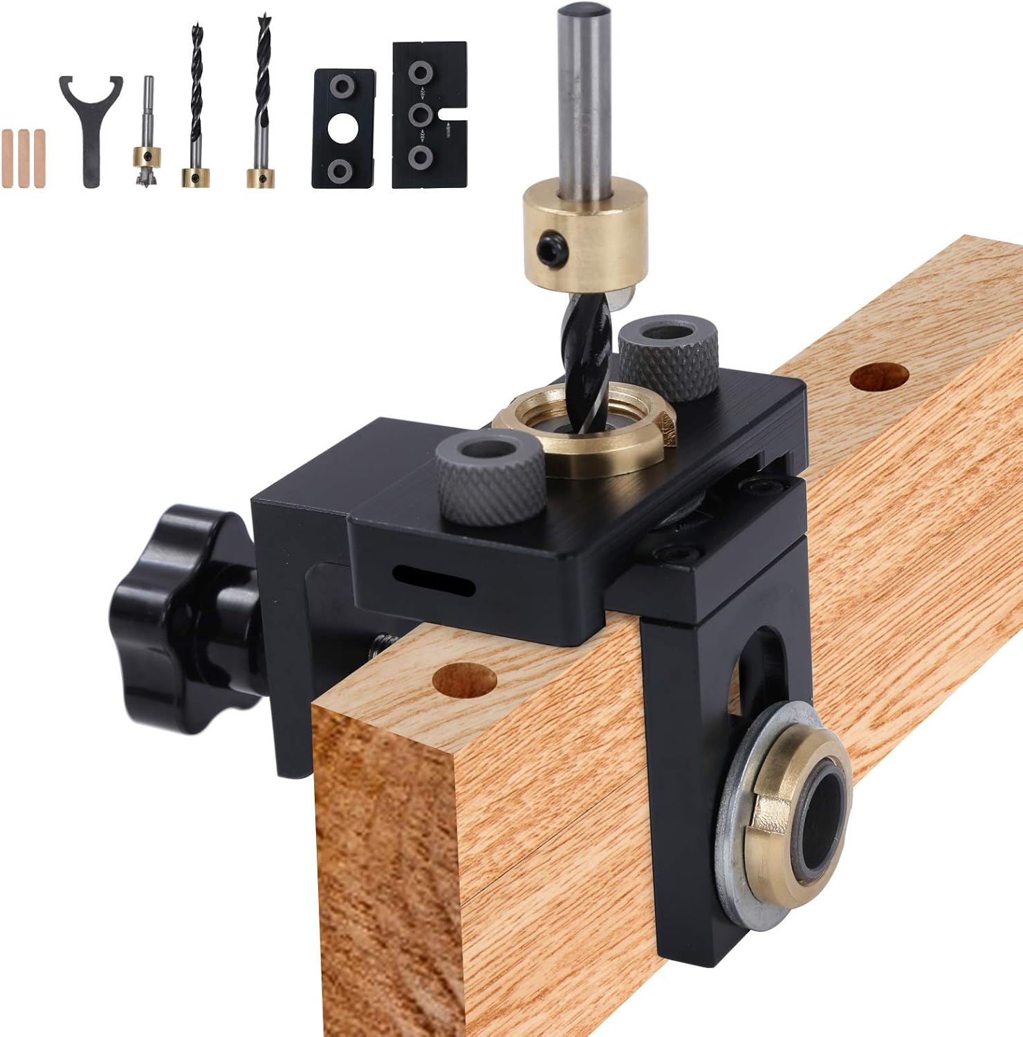 Pocket Hole Jig, 3 in 1 Adjustable Woodworking Doweling Jig with 8/10