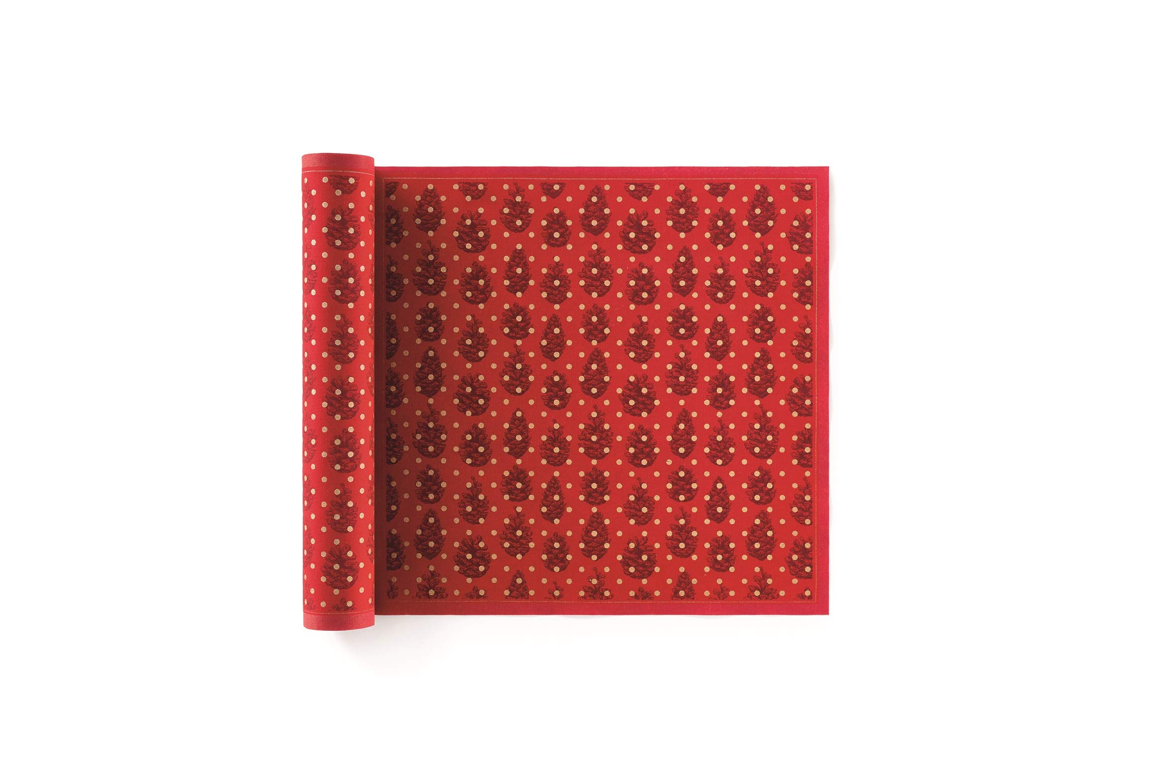 MYdrap My Drap Sa32N6/701-11 Table Noël 32X32 cm-Rouleau de 6 Serviettes-Motifs Pine Cone, Coton, Rouge, 5 cm