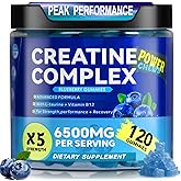 Marnomal Creatine Monohydrate Gummies Complex 6500 MG Chewable Creatine Gummies for Men & Women, Tasty Vegan Sugar Free Pre Workout Creatine Supplement for Muscle Growth, Blueberry Flavor-120 Count