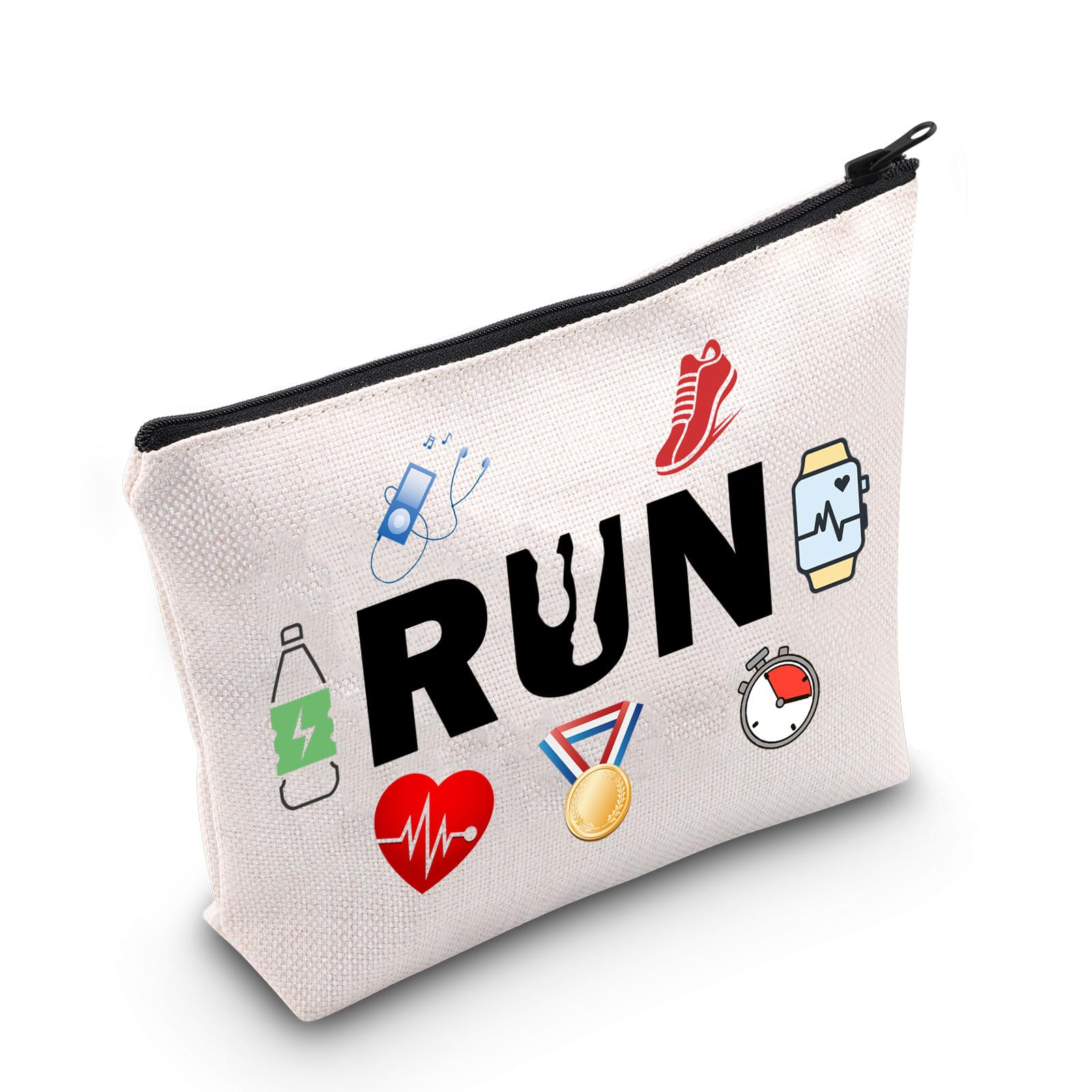 PLITI Running Makeup Bag Funny Running Lover Gift Marathon Runner Gifts Cross Country Running Gift for Runner Friend (Run Design bagU)