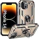 ADDIT i Phone 14 Case, for iPhone 14 Case,with Kickstand Ring,Adjustable Stand,Military Grade,Heavy Duty Protection,Shockproof,Anti-Fingerprint,Support Magnet Car Mount,Gold