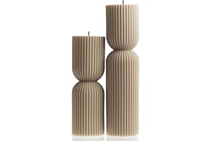 LAWA CANDLES LAWA Hourglass Pillar Candle - Large Beautiful Handmade Pillar Scented Soy Wax Candle Elegant Bubble Aesthetic Candle Housewarming Gift Home Room Shelf Decor Idea Moon Gray (Set of 2)
