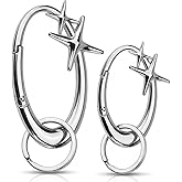 2 Pack Y2K Cute Star Carabiner Keychain, Chrome Silver Key Ring, Shiny Alloy Star Clip for Car Keys, Backpack, Purse, Bag Charms, DIY Accessories , Stylish Carabiner for Everyday Use (Small+Large)